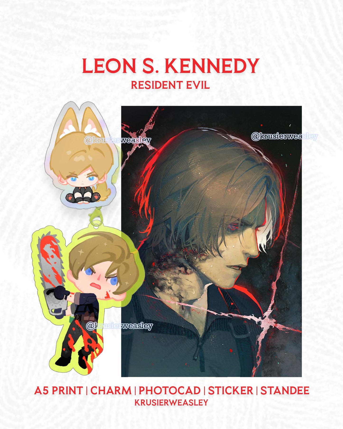 Leon Kennedy Print | Photocard | Sticker | Standee | Resident Evil